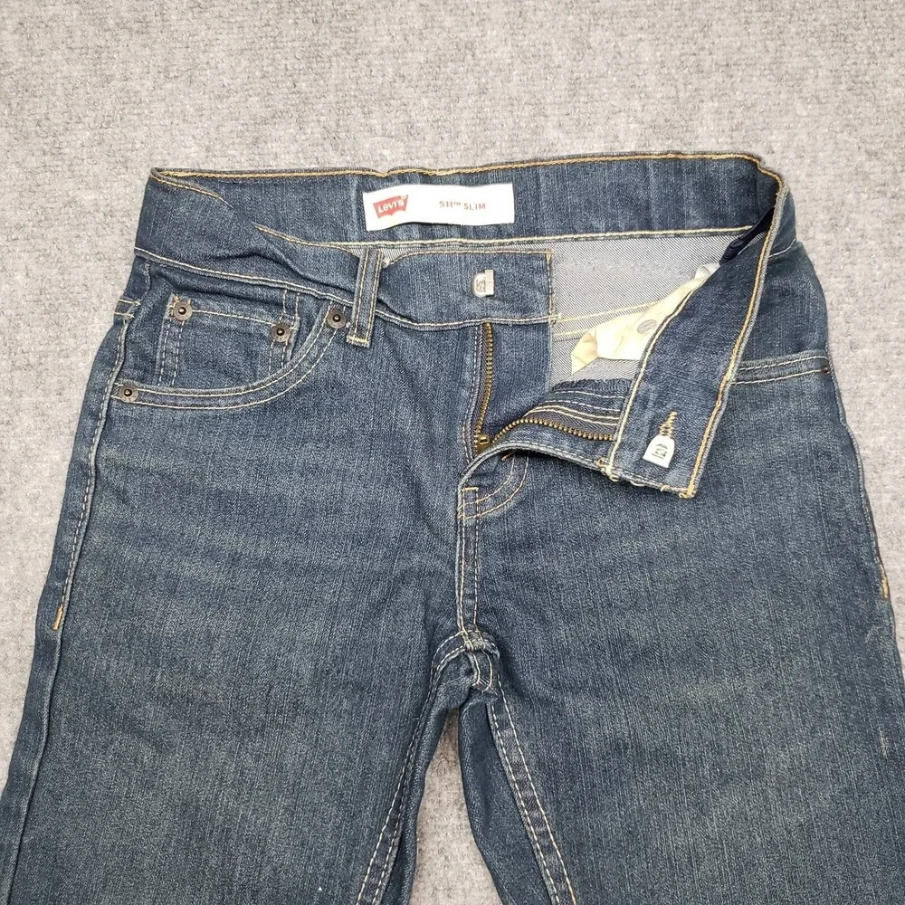 Levis 511 Slim Jeans Boys 10 Reg 25X26 Blue Straight Leg Pockets Medium Wash